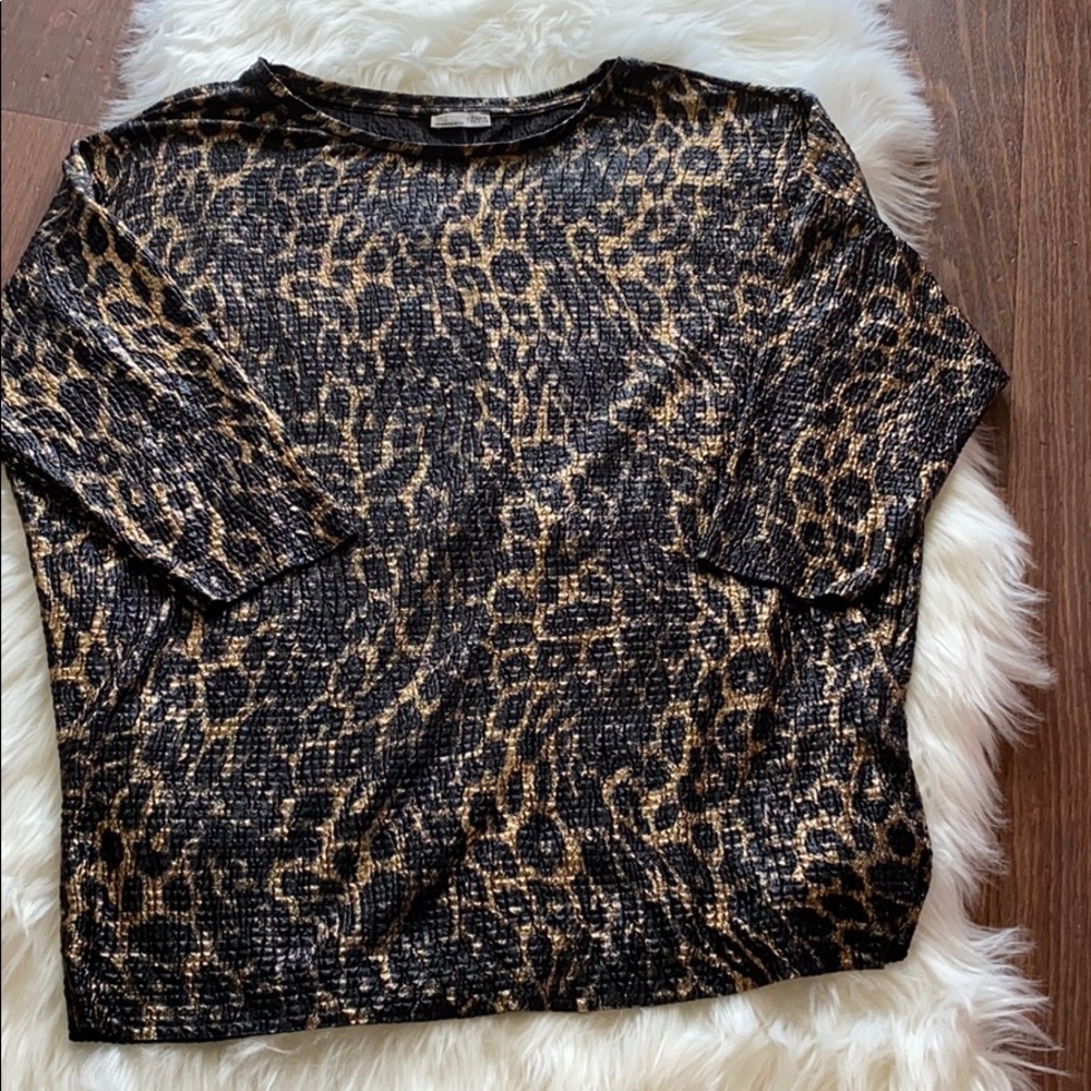Zara cheetah medium blouse metallic